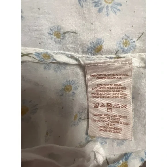 Free People Daisy Floral Peasant Blouse Womens Medium M White Boho Festival - Picture 6 of 16